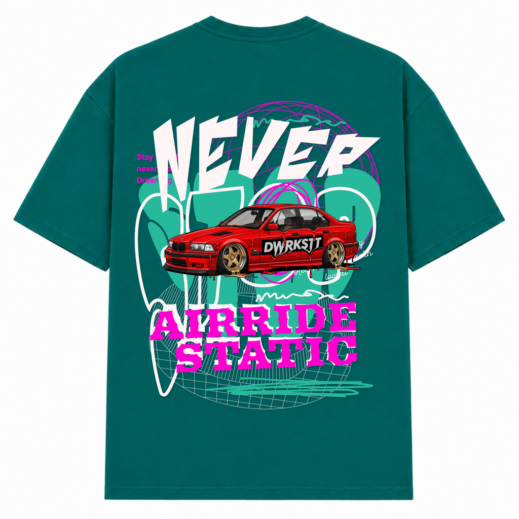 NEVER STOP Oversized Tee - Green - Rueckseite