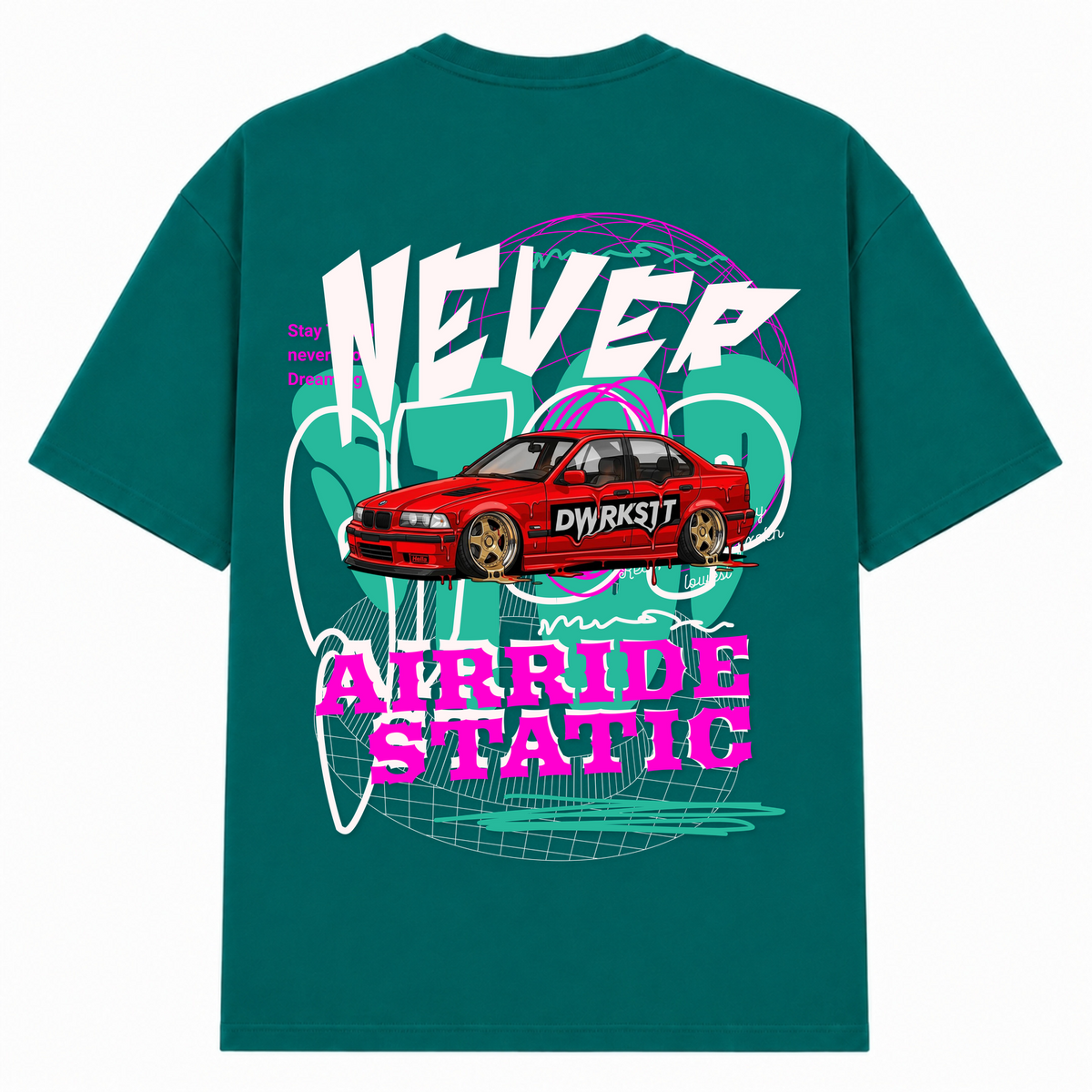NEVER STOP Oversized Tee - Green - Rueckseite