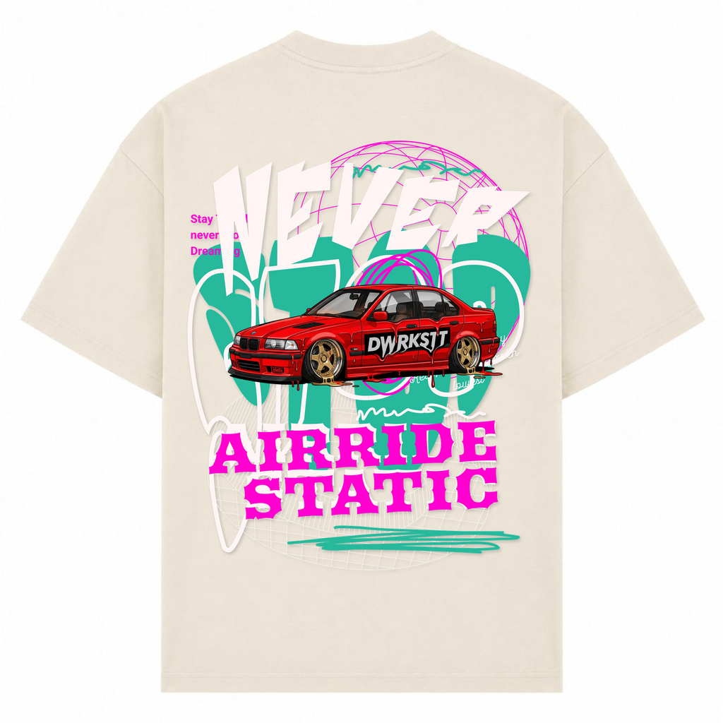 NEVER STOP Oversized Tee - Sand - Rueckseite