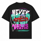 NEVER STOP Oversized Tee - Schwarz - Rueckseite