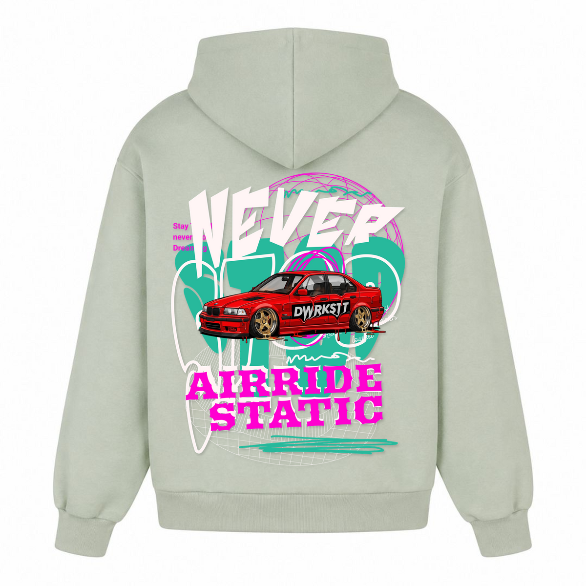 NEVER STOP Oversized Hoodie - light asphalt - Rueckseite