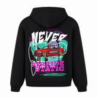 NEVER STOP Oversized Hoodie - Schwarz - Rueckseite
