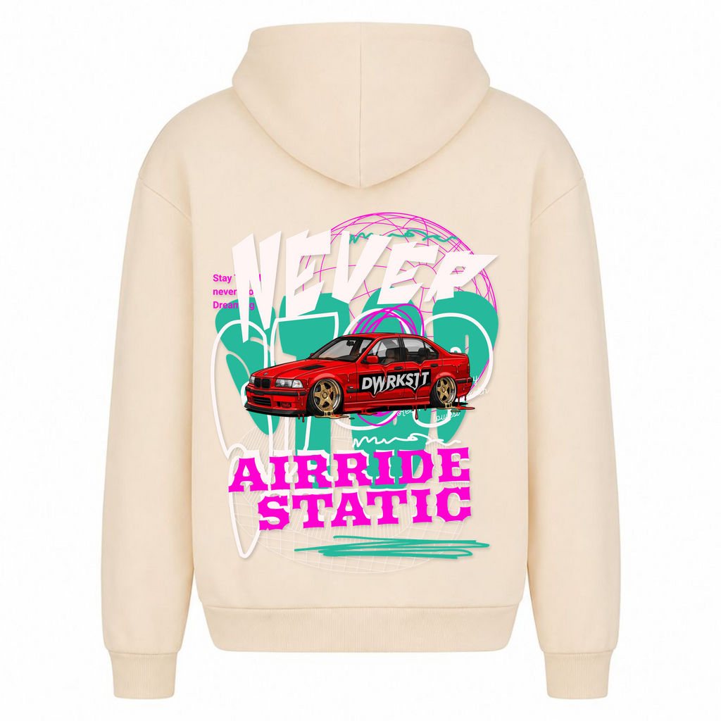 NEVER STOP Oversized Hoodie - White Sand - Rueckseite